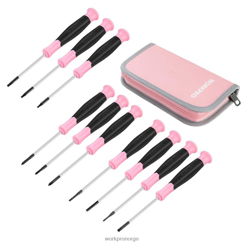 WORKPRO 10 stk presisjonsskrutrekkersett med veske, phillips, slisset, torx-stjerne, magnetisk spiss reparasjonssett for liten skrutrekker rosa verktøy 622PZ255