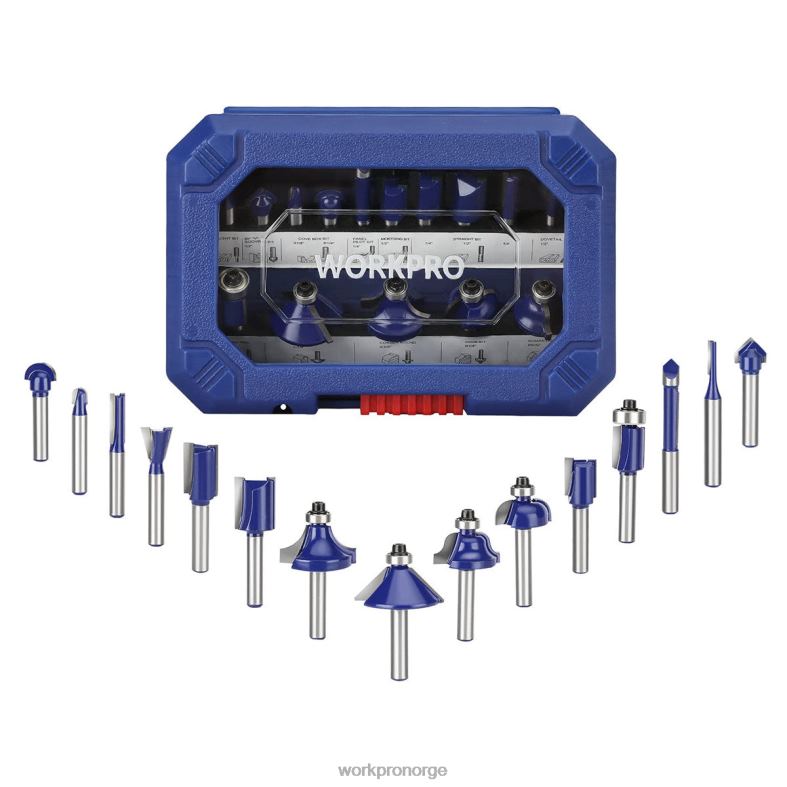 WORKPRO 15 stk fresebitssett, 1/4-tommers skaft wolframkarbidfresebits morden verktøy 622PZ130