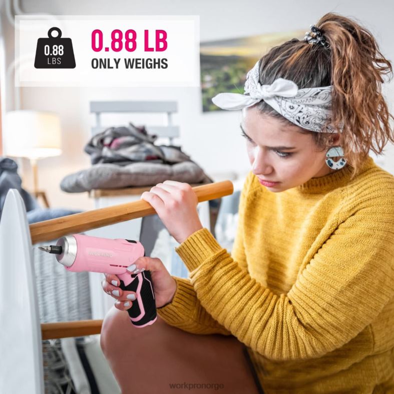 WORKPRO 75 stk verktøysett, 3,7v roterbar trådløs skrutrekker og husholdningsverktøysett rosa verktøy 622PZ260