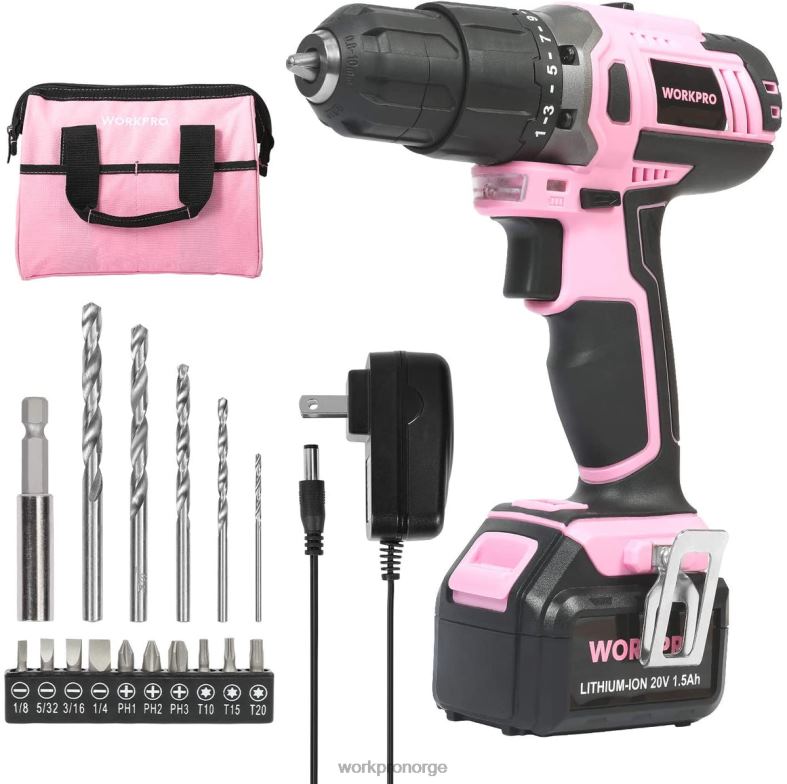 WORKPRO batteridrevet 20v litium-ion bordriversett rosa verktøy 622PZ262