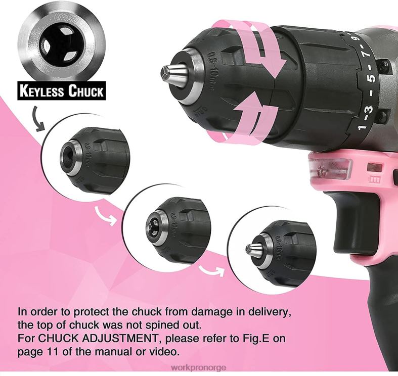WORKPRO batteridrevet 20v litium-ion bordriversett rosa verktøy 622PZ262