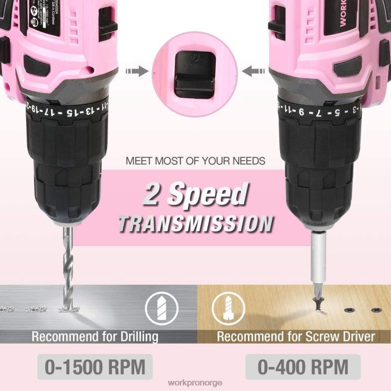 WORKPRO batteridrevet 20v litium-ion bordriversett rosa verktøy 622PZ262