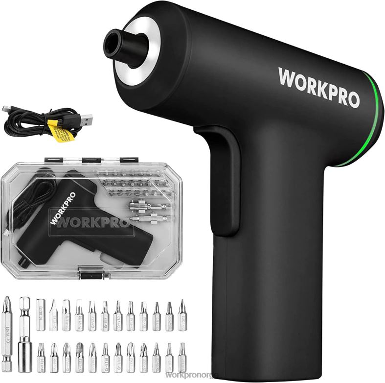 WORKPRO elektrisk trådløs 4v usb oppladbart litium-ion batteri skrutrekkersett rosa/svart verktøy 622PZ234