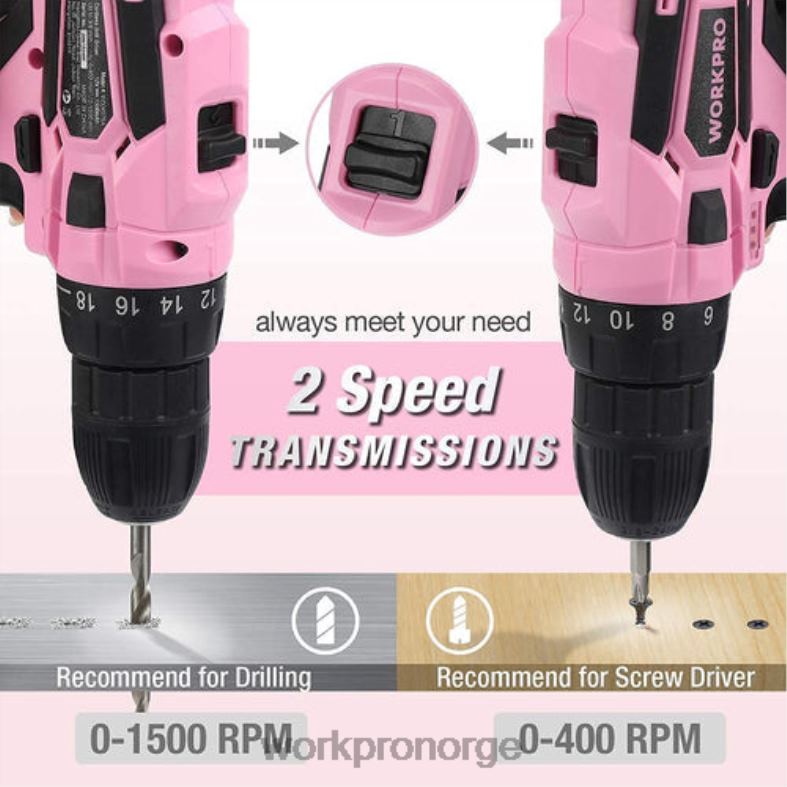 WORKPRO 12V batteridrevet boremaskinsett & 103 stk verktøysett & 8 stk magnetiske skrutrekkersett & 6-i-1 stiftepistol rosa verktøy 622PZ315