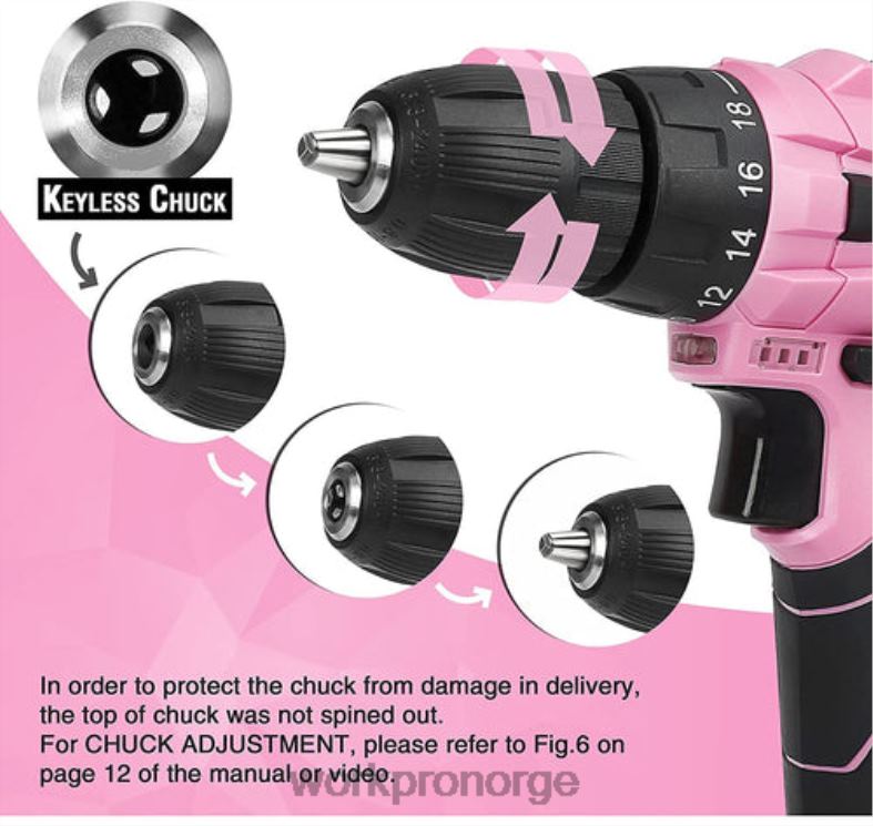 WORKPRO 12V batteridrevet boremaskinsett & 103 stk verktøysett & 8 stk magnetiske skrutrekkersett & 6-i-1 stiftepistol rosa verktøy 622PZ315
