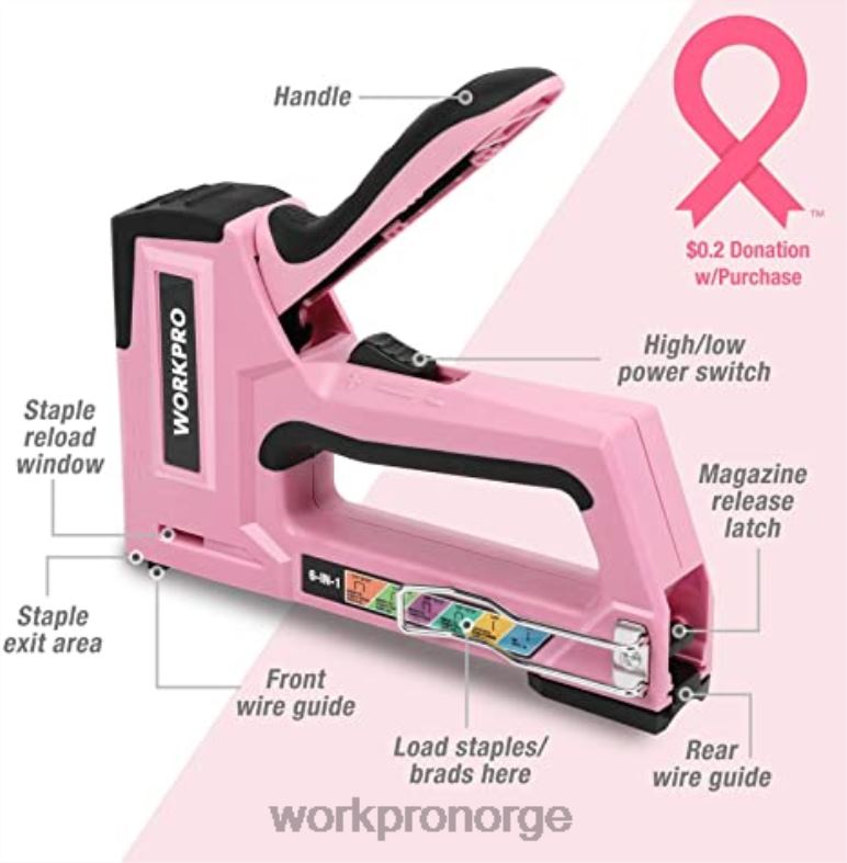 WORKPRO 12V batteridrevet boremaskinsett & 103 stk verktøysett & 8 stk magnetiske skrutrekkersett & 6-i-1 stiftepistol rosa verktøy 622PZ315