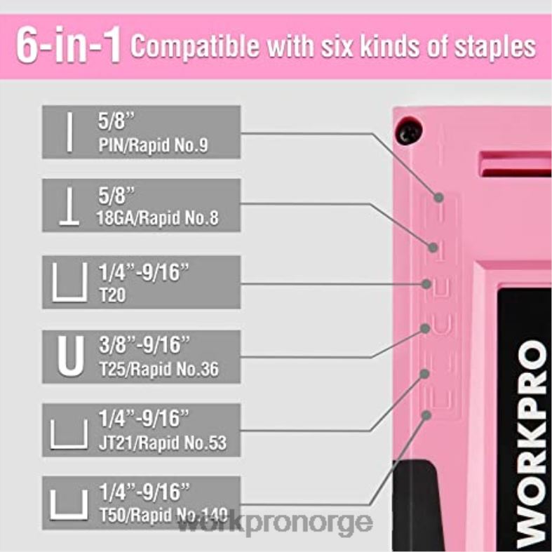 WORKPRO 12V batteridrevet boremaskinsett & 103 stk verktøysett & 8 stk magnetiske skrutrekkersett & 6-i-1 stiftepistol rosa verktøy 622PZ315