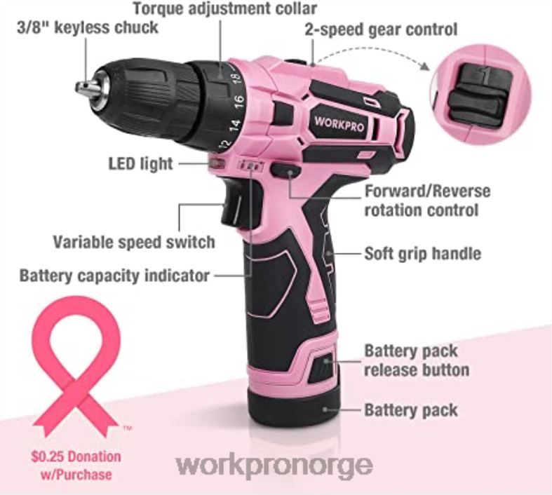 WORKPRO 12V batteridrevet boresett og 6-i-1 stiftepistol og 8 stk magnetiske skrutrekkersett og trådløs smeltelimpistol rosa verktøy 622PZ313
