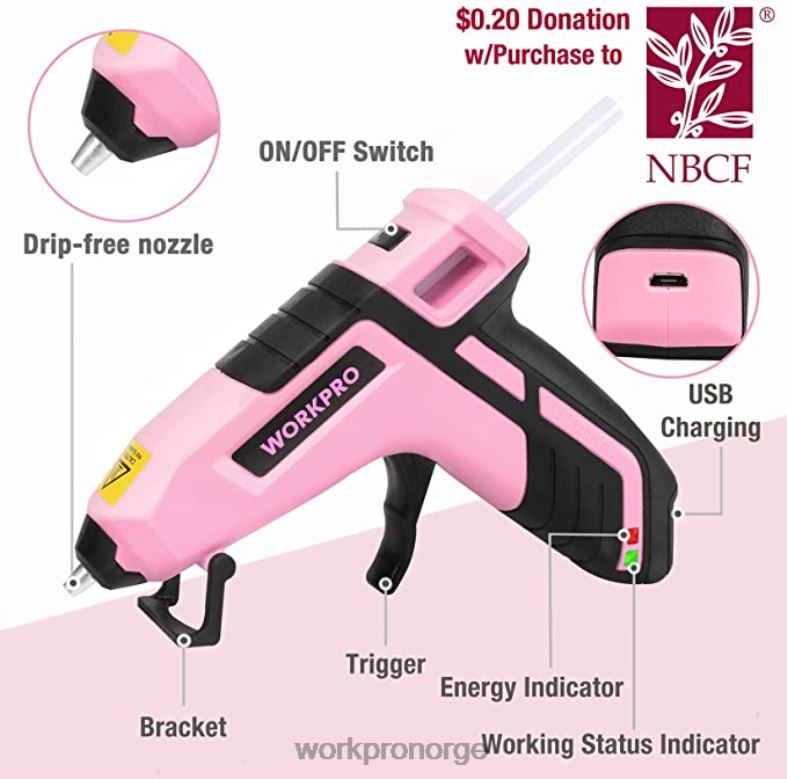 WORKPRO 12V batteridrevet boresett og 6-i-1 stiftepistol og 8 stk magnetiske skrutrekkersett og trådløs smeltelimpistol rosa verktøy 622PZ313