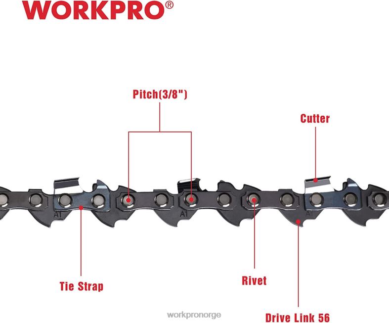 WORKPRO 2-paks motorsagkjede, 3/8\" stigning, 56 drivlenker ved sagkjede for motorsagdeler nyttig verktøy 622PZ204