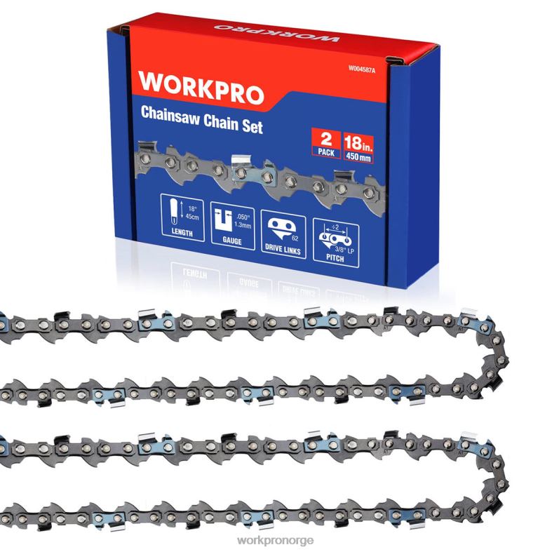 WORKPRO 2-paks motorsagkjede, 3/8" stigning, 62 drivlenker ved skjæresagkjede for motorsagdeler ny verktøy 622PZ203