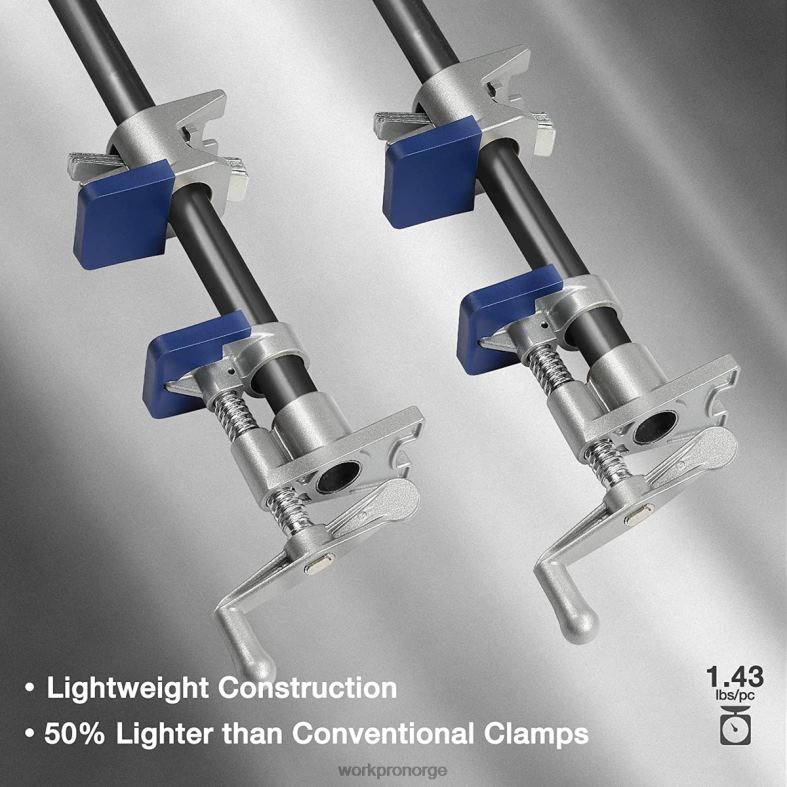 WORKPRO 2 stk rørklemmer, lette rørklemmer i pressstøping av aluminium svart verktøy 622PZ124
