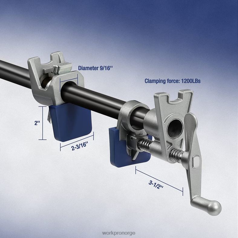 WORKPRO 2 stk rørklemmer, lette rørklemmer i pressstøping av aluminium svart verktøy 622PZ124