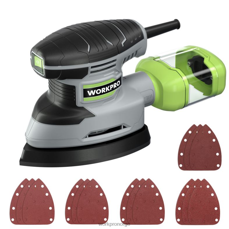 WORKPRO 1,6 amp detaljsliper, 13000 opm kompakt elektrisk slipemaskin med støvsamler hjelpsom verktøy 622PZ239