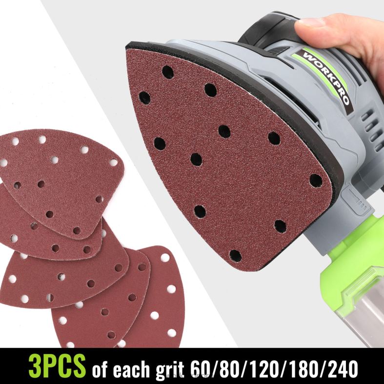 WORKPRO 1,6 amp detaljsliper, 13000 opm kompakt elektrisk slipemaskin med støvsamler hjelpsom verktøy 622PZ239