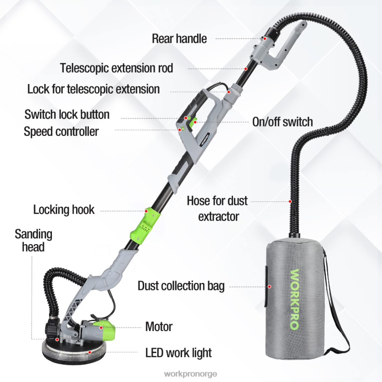 WORKPRO 720w elektrisk gipssliper med vakuum morden verktøy 622PZ228