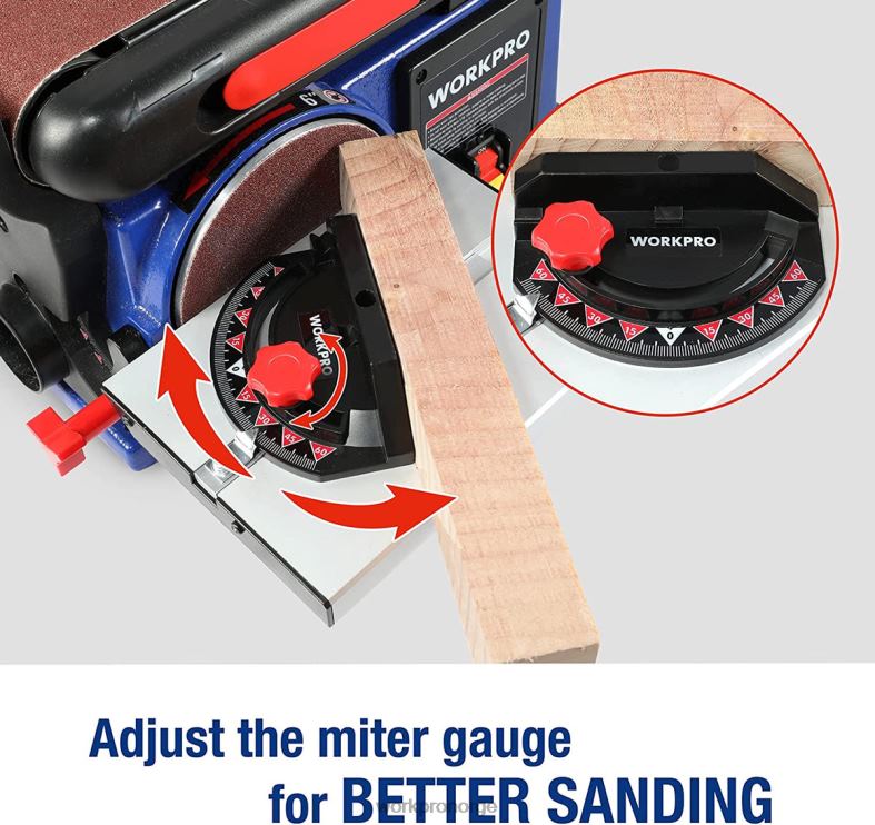 WORKPRO båndskivesliper, 4\" x 36\" bånd- og 6-tommers skivesliper med 6 stk sandpapir, støpejernsbunn for sliping av trebearbeiding nyttig verktøy 622PZ235