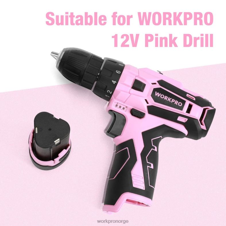 WORKPRO 12v litium-ion erstatningsbatteri for 12v trådløs bormaskin rosa verktøy 622PZ223