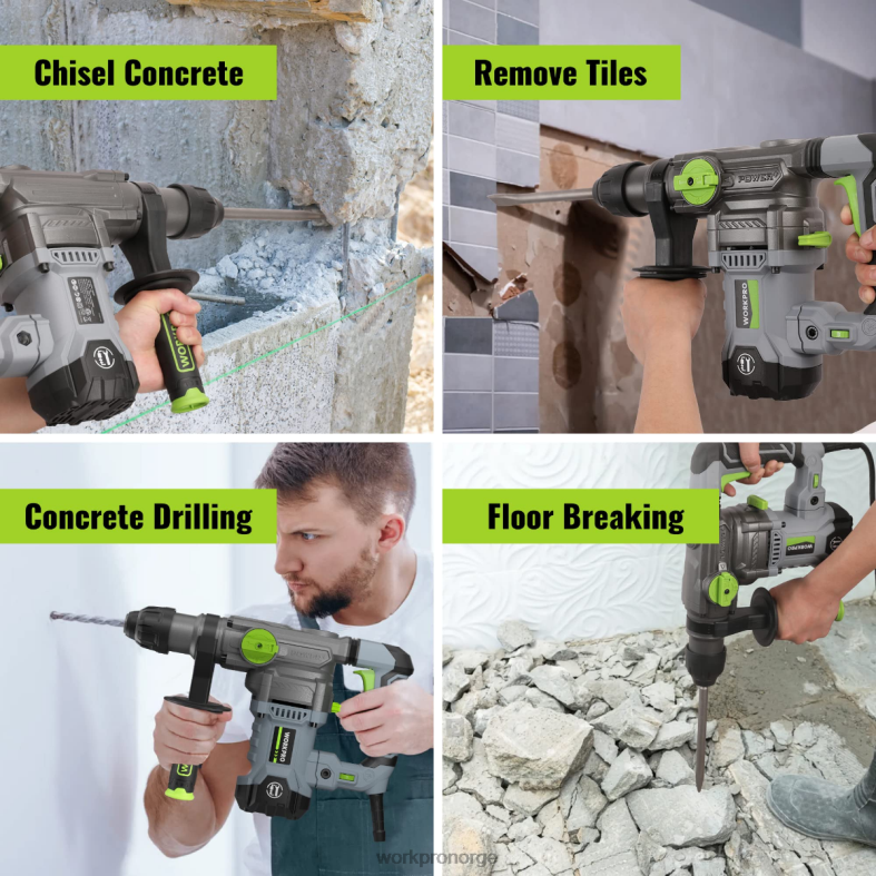 WORKPRO 12,5 amp 1-1/4 tommer premium sds-plus borhammer, kraftig versjon med ledning hjelpsom verktøy 622PZ179
