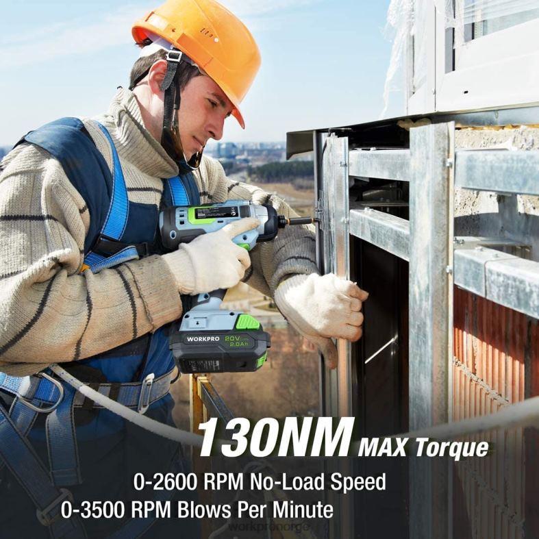 WORKPRO 20V trådløs drill combo kit, boremaskin og slagdriver med 2x 2.0ah batterier og 1 times hurtiglader hjelpsom verktøy 622PZ169