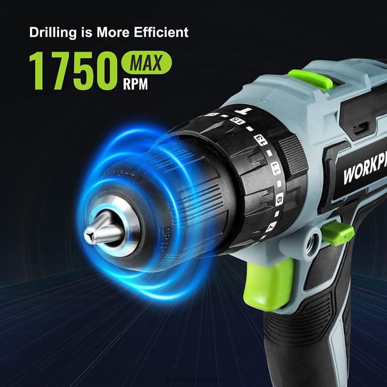 WORKPRO 20v maks trådløs boremaskinsett, elektrisk slagboreverktøy med 102 deler tilbehør, 2 x 2,0ah li-ion-batterier med hurtiglader nyttig verktøy 622PZ170