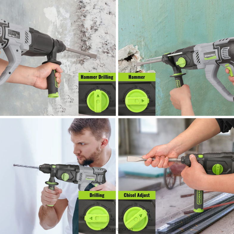 WORKPRO 7,5 amp 1-1/4 tommer premium sds-plus borhammer, lett versjon med ledning nyttig verktøy 622PZ178