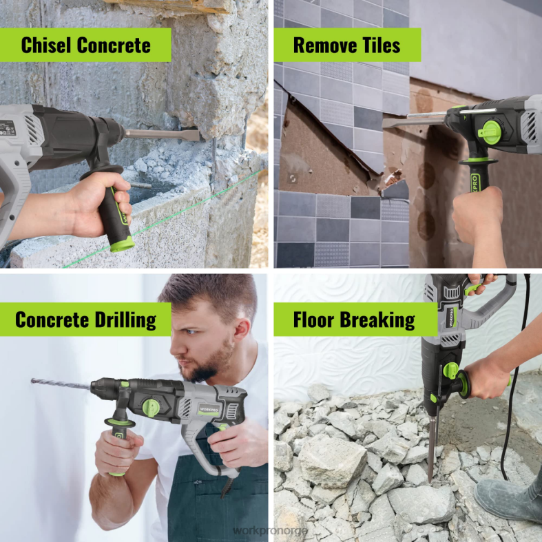 WORKPRO 7,5 amp 1-1/4 tommer premium sds-plus borhammer, lett versjon med ledning nyttig verktøy 622PZ178