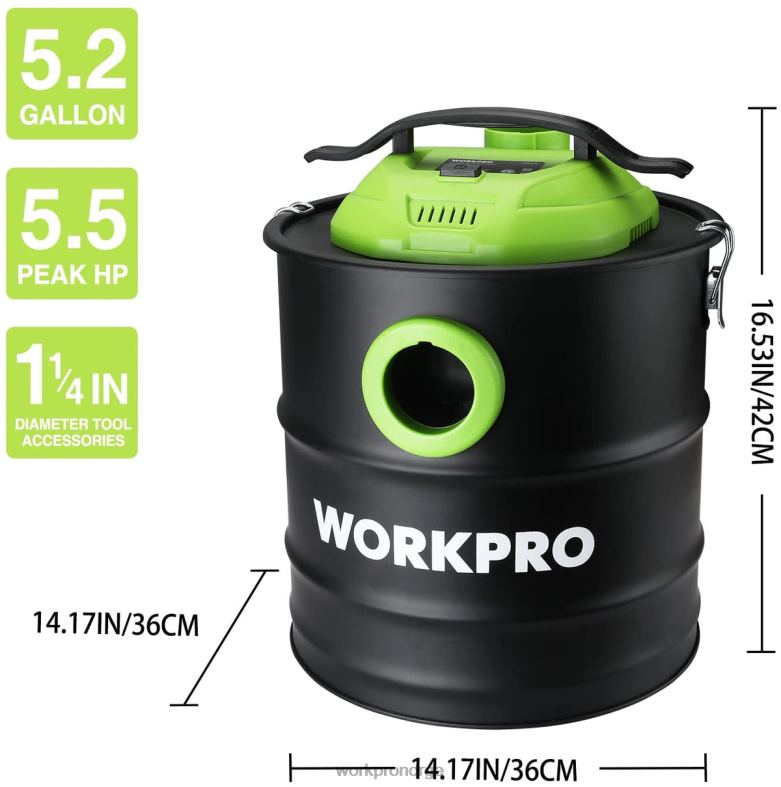 WORKPRO 5,2 gallon aske støvsuger, 5,5 peak hestekrefter aske støvsuger med hepa filter hjelpsom verktøy 622PZ212