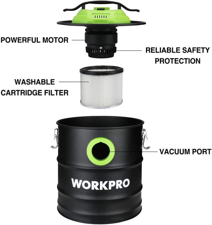 WORKPRO 5,2 gallon aske støvsuger, 5,5 peak hestekrefter aske støvsuger med hepa filter hjelpsom verktøy 622PZ212