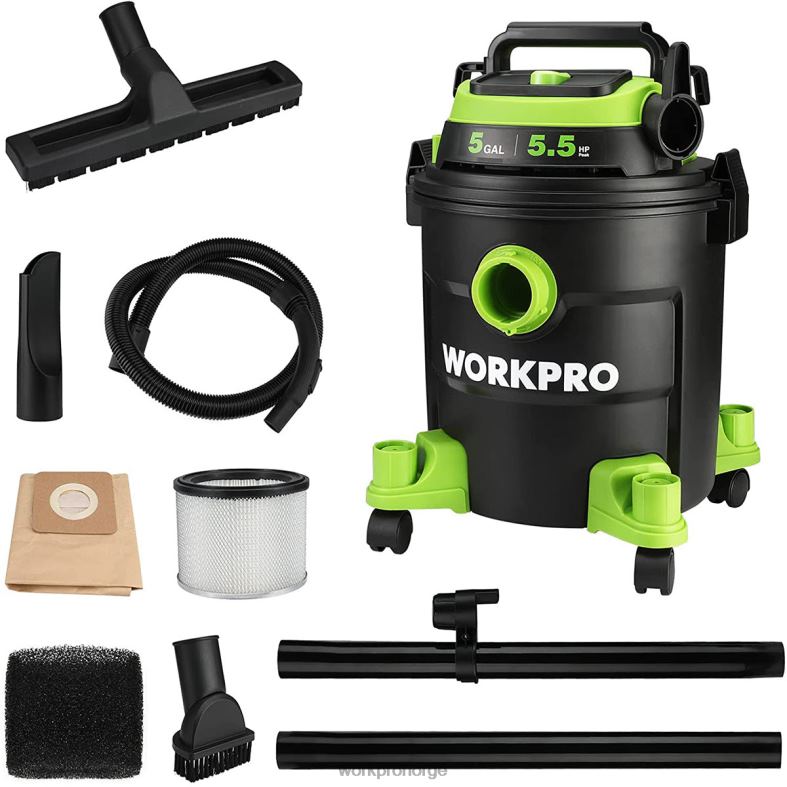 WORKPRO 5 gallon butikkstøvsuger, 5,5 peak hestekrefter butikk-støvsuger med hepa-filter, slange og tilbehør morden verktøy 622PZ214
