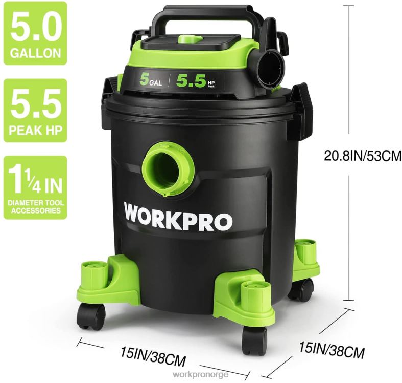WORKPRO 5 gallon butikkstøvsuger, 5,5 peak hestekrefter butikk-støvsuger med hepa-filter, slange og tilbehør morden verktøy 622PZ214