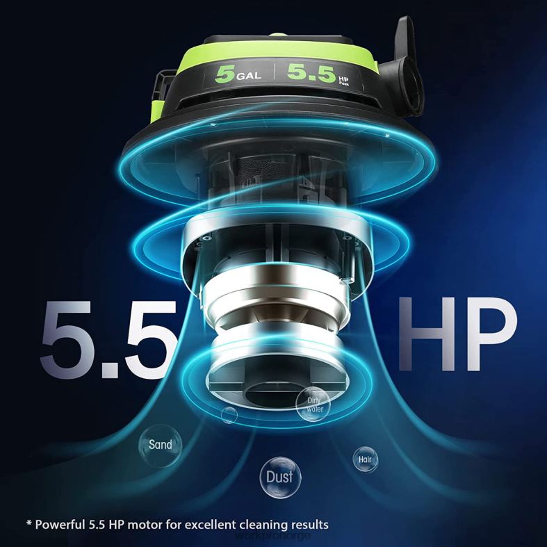 WORKPRO 5 gallon butikkstøvsuger, 5,5 peak hestekrefter butikk-støvsuger med hepa-filter, slange og tilbehør morden verktøy 622PZ214