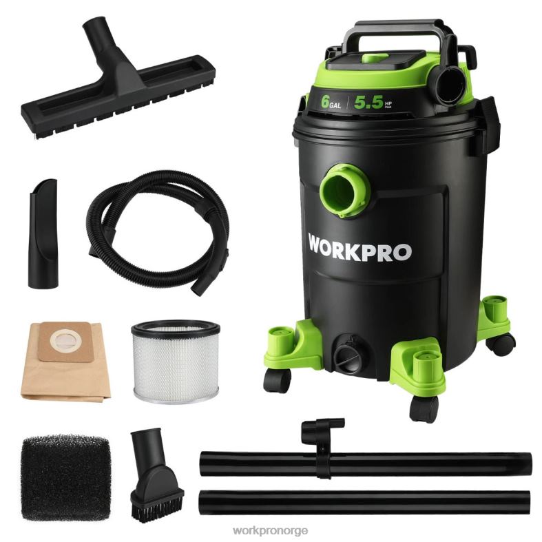 WORKPRO 6 gallon butikkstøvsuger 5,5 peak hestekrefter butikkstøvsuger med hepa-filterslange og tilbehør hjelpsom verktøy 622PZ215