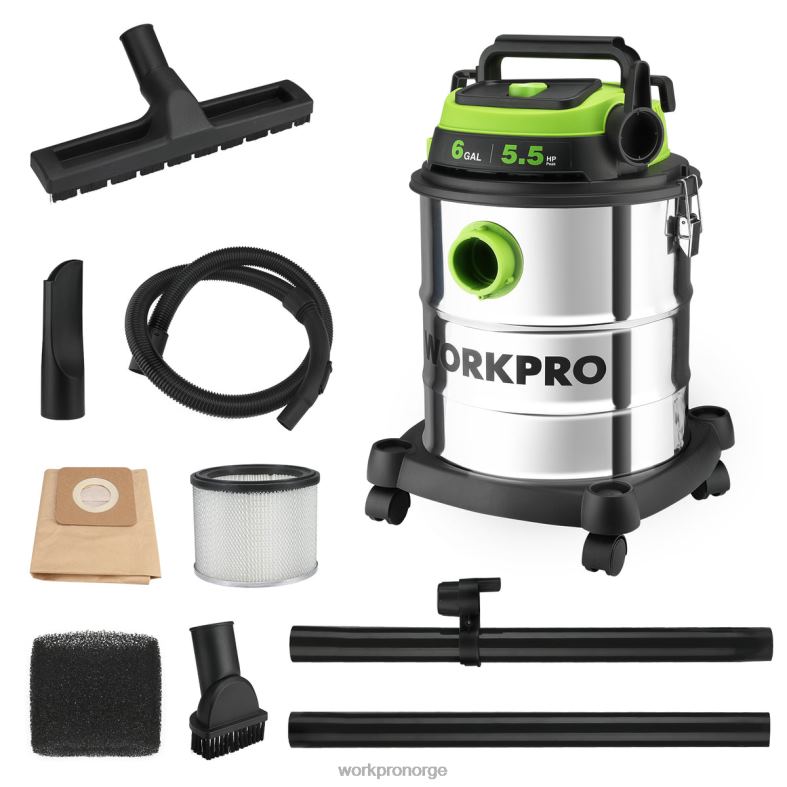 WORKPRO 6 gallon våt/tørr butikkstøvsuger med hepa-filter, slange og tilbehør for oppsamling av støv i hjemmet/jobben morden verktøy 622PZ213