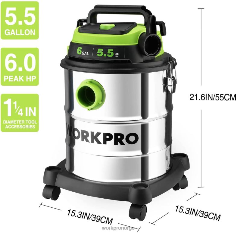 WORKPRO 6 gallon våt/tørr butikkstøvsuger med hepa-filter, slange og tilbehør for oppsamling av støv i hjemmet/jobben morden verktøy 622PZ213