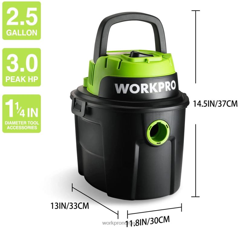 WORKPRO våt/tørr støvsuger 2,5 gallon 3 peak hestekrefter, bærbar butikkstøvsuger for hjemmet nyttig verktøy 622PZ216
