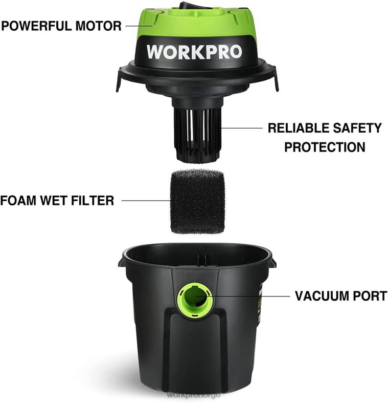 WORKPRO våt/tørr støvsuger 2,5 gallon 3 peak hestekrefter, bærbar butikkstøvsuger for hjemmet nyttig verktøy 622PZ216