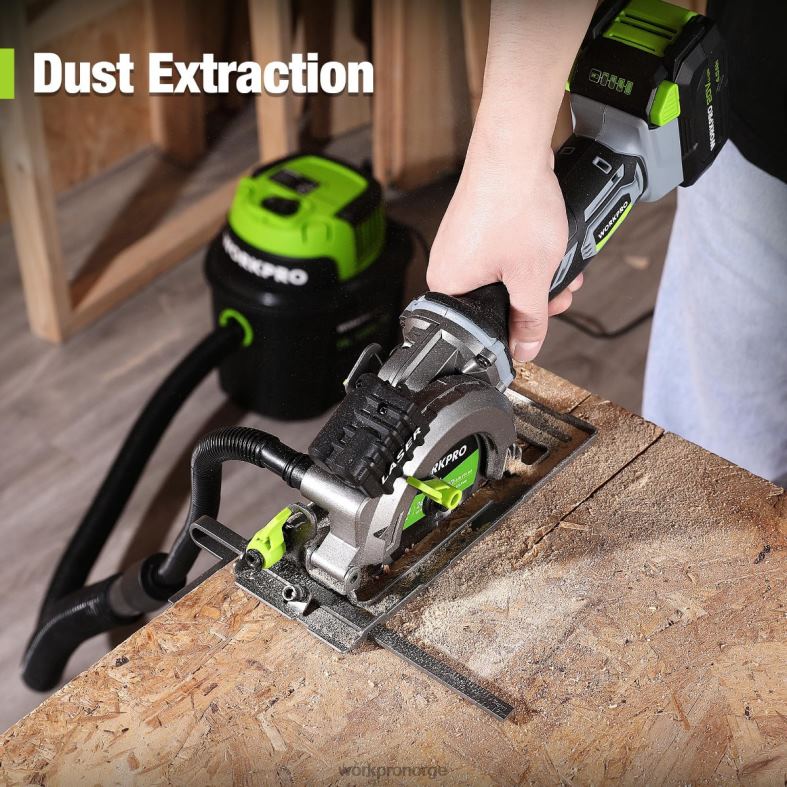 WORKPRO kompakt trådløs minisirkelsag, 20v 4.0ah batteri, hurtiglader, 3 sagblad, 4500rpm hjelpsom verktøy 622PZ186
