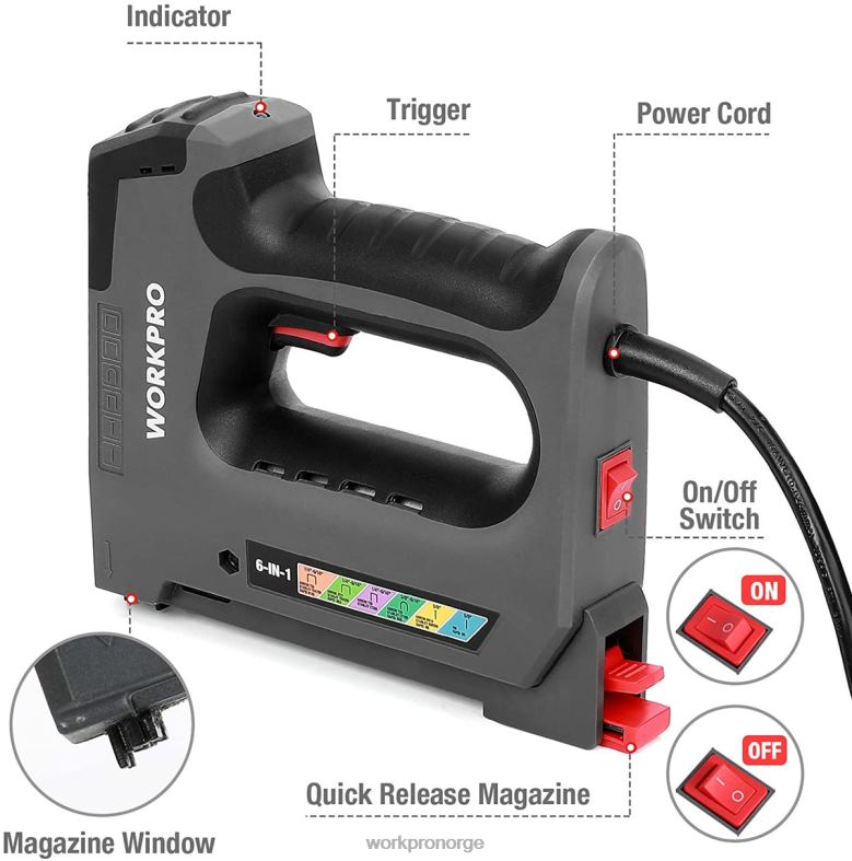 WORKPRO 110v 6 i 1 elektrisk stiftemaskin for trearbeidsprosjekt nyttig verktøy 622PZ167