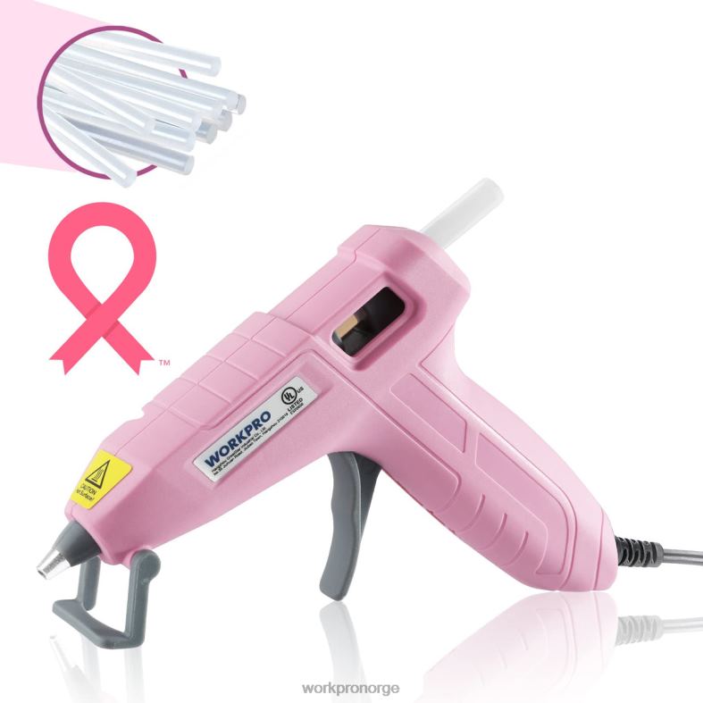 WORKPRO mini limpistolsett med 20 stk limstifter rosa/hvit verktøy 622PZ162