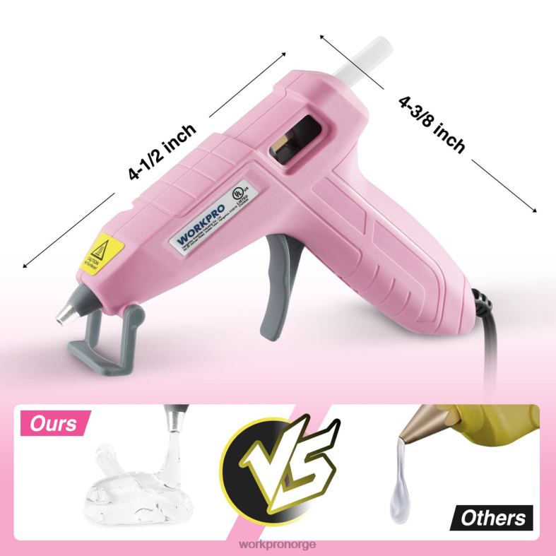 WORKPRO mini limpistolsett med 20 stk limstifter rosa/hvit verktøy 622PZ162