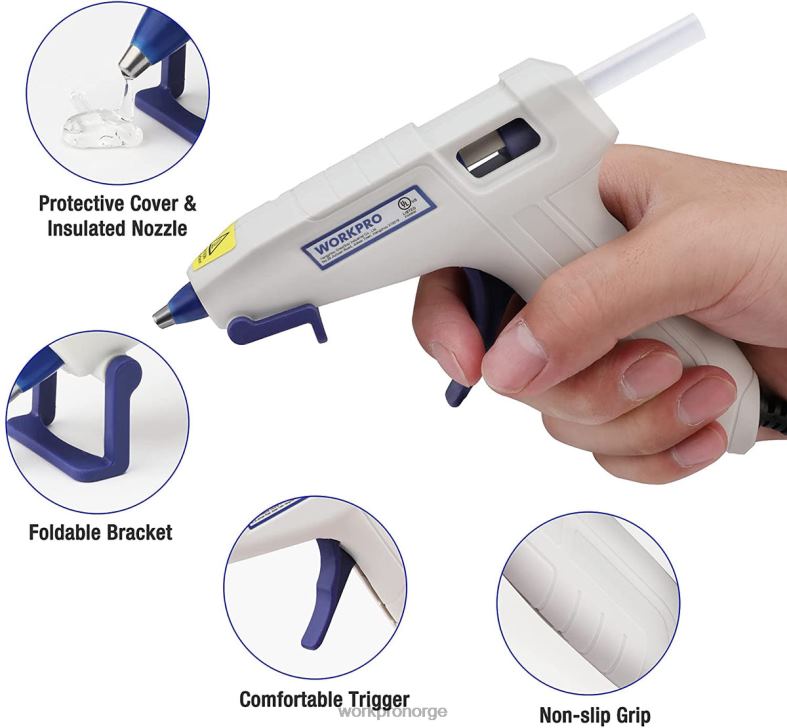 WORKPRO mini limpistolsett med 20 stk limstifter rosa/hvit verktøy 622PZ162