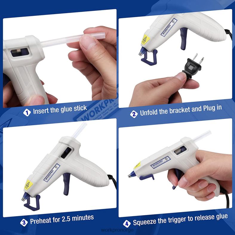 WORKPRO mini limpistolsett med 20 stk limstifter rosa/hvit verktøy 622PZ162