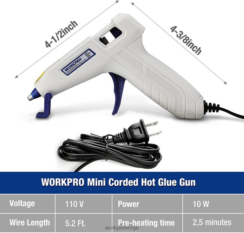 WORKPRO mini limpistolsett med 20 stk limstifter rosa/hvit verktøy 622PZ162