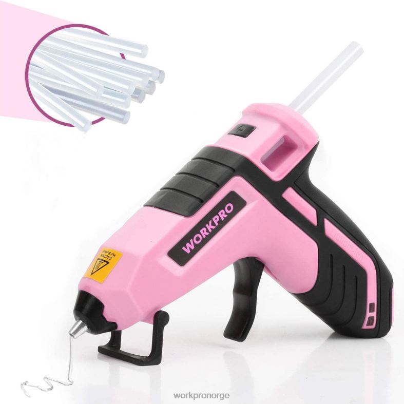 WORKPRO trådløs smeltehurtig forvarming minilimpistol med 20 stk premium limstift blå/rosa verktøy 622PZ163