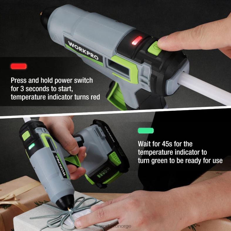 WORKPRO trådløst limpistolsett med 12 stk limstifter, 20v 2,0 ah li-ion batteri nyttig verktøy 622PZ165