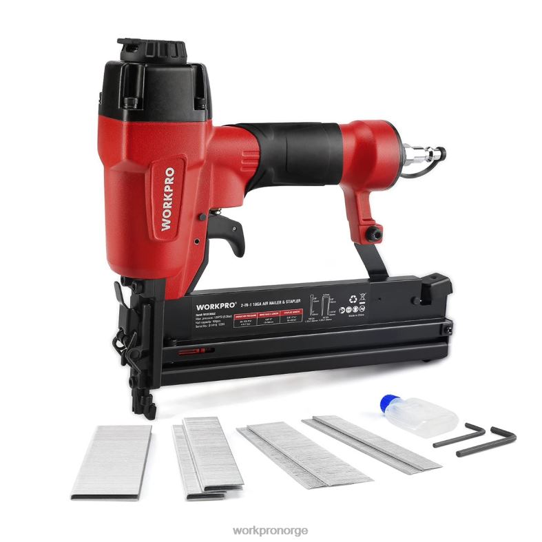 WORKPRO pneumatisk 2 i 1 brad spikerpistol med 400 stk spiker / 300 stk stifter morden verktøy 622PZ181