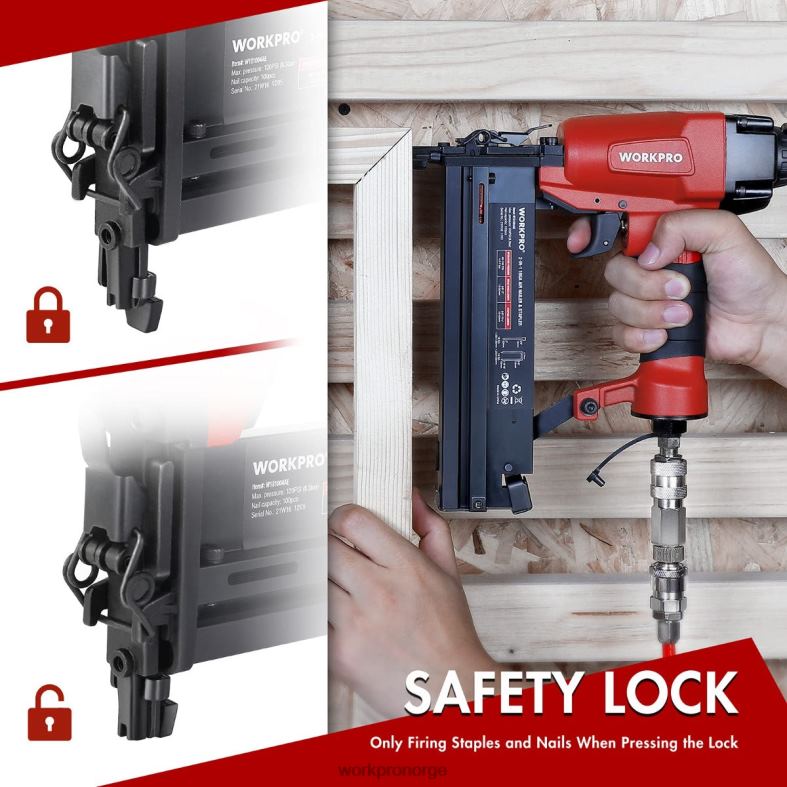 WORKPRO pneumatisk 2 i 1 brad spikerpistol med 400 stk spiker / 300 stk stifter morden verktøy 622PZ181