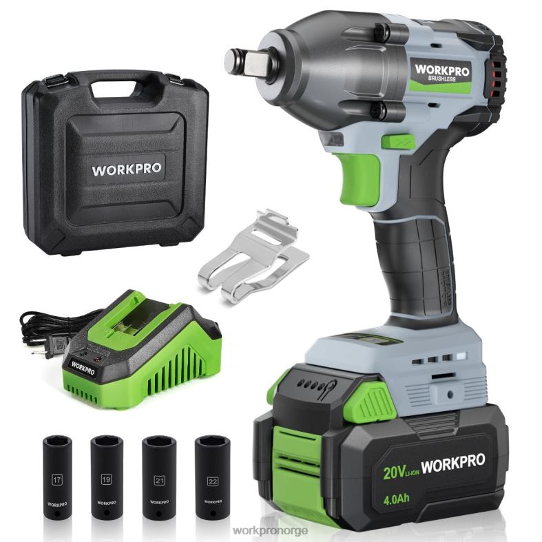 WORKPRO 20v trådløs slagnøkkel, med 4,0 ah batteri, hurtiglader, 4 stikkontakter og oppbevaringsveske morden verktøy 622PZ188