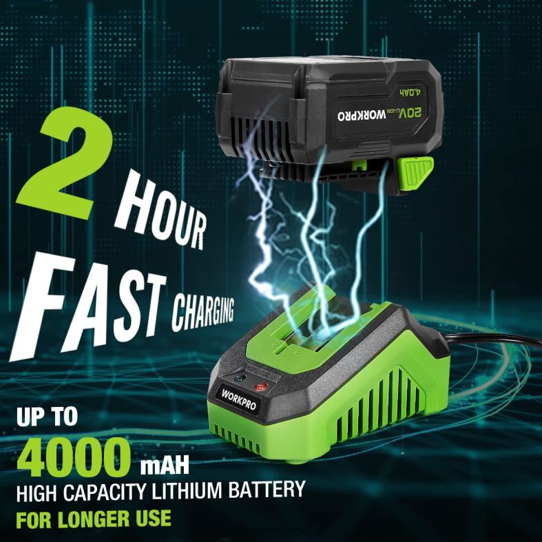WORKPRO 20v trådløs slagnøkkel, med 4,0 ah batteri, hurtiglader, 4 stikkontakter og oppbevaringsveske morden verktøy 622PZ188